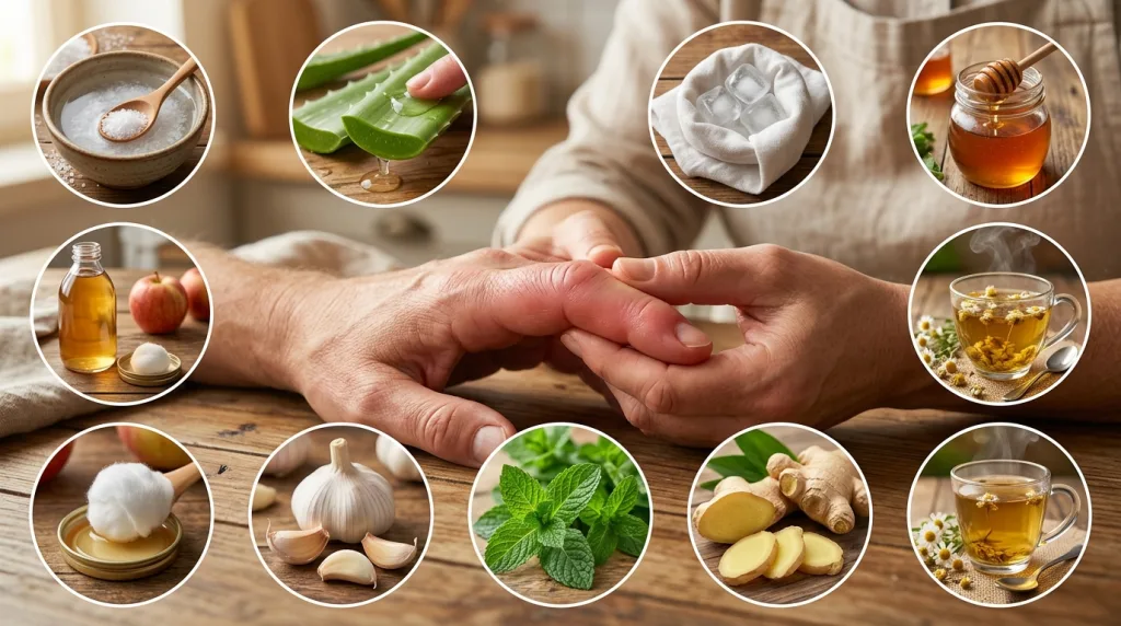 découvrez 9 remèdes de grand-mère efficaces pour soulager l'inflammation et réduire un doigt gonflé rapidement et naturellement.